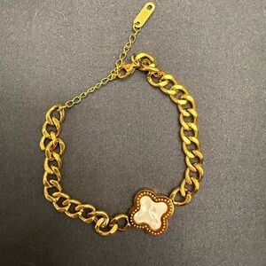 18K Gold Plated Double Sided Clover Bracelet